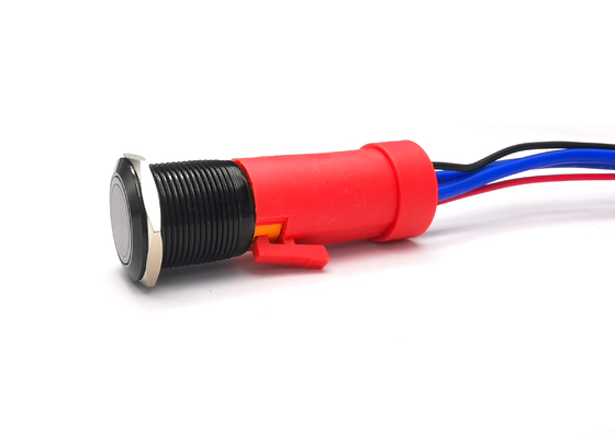 Черный анодированный переключатель 19mm 10amp вандала глинозема анти- с красным светом приведенным
